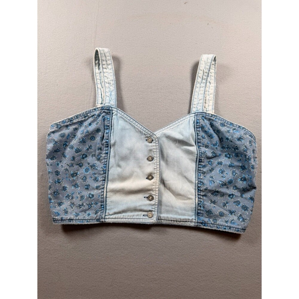 Vintage Distressed Wrangler for women floral boho Button up Crop top Medium
